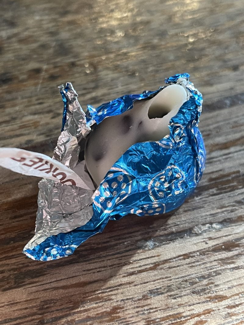 partially unwrapped hersheys kiss